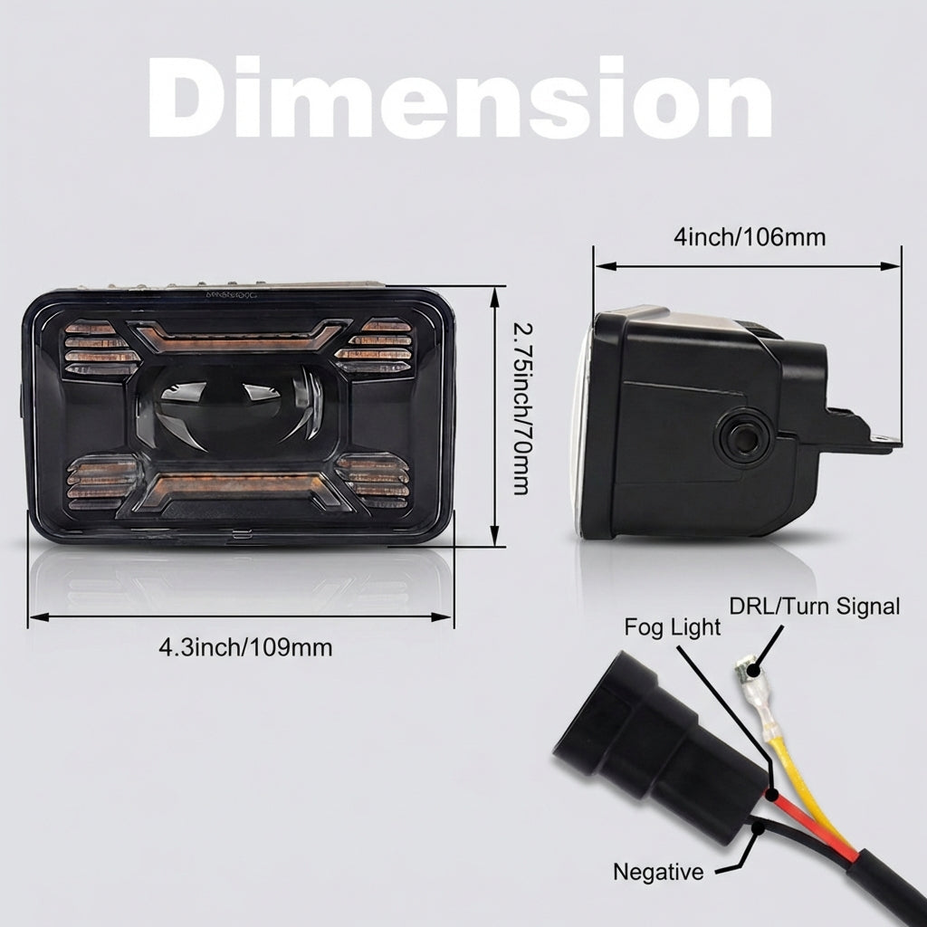 Feux antibrouillard LED minimalistes pour Ford Raptor en boîtier noir